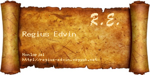 Regius Edvin névjegykártya